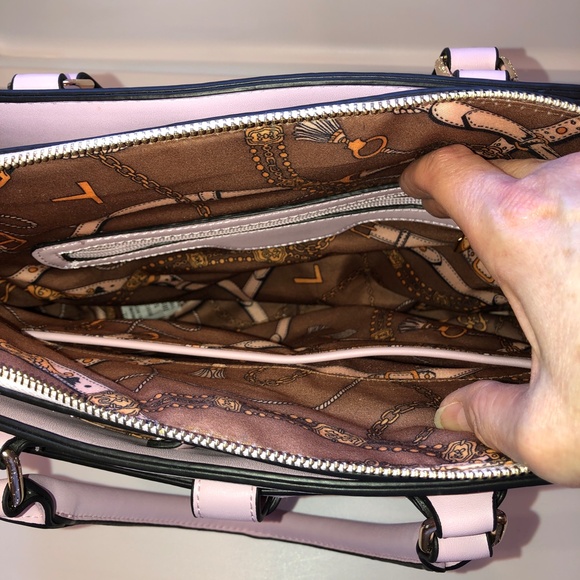 🎉2xHP🎉 VEGAN LEATHER Satchel Snake Skin Center Zip Handbag Pink + Gold Hardware - Picture 12 of 16